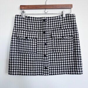 "WAYF" Herringbone Checkered Tailored Mini Skirt - Size L